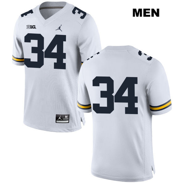 Men's NCAA Michigan Wolverines Julian Garrett #34 No Name White Jordan Brand Authentic Stitched Football College Jersey NE25O30LS